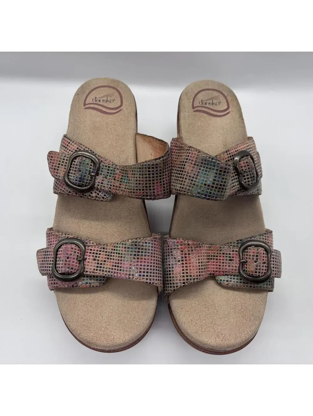Dansko Sophie Leather Slide Colorful Women's EU 40 Metallic Double Strap Buckle